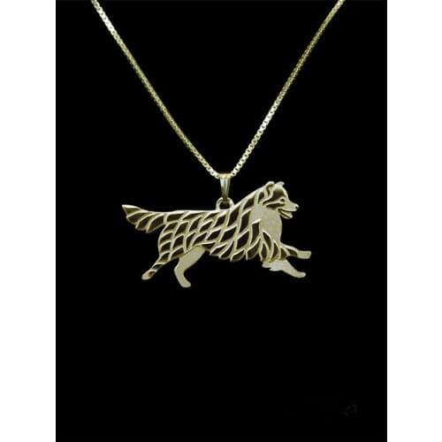 Trendy Leaping Australian Shepherd dog pendant women statement necklace