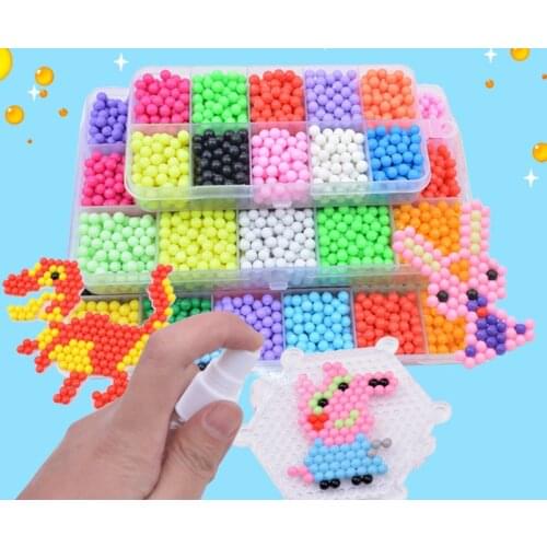 Magic Childrens Water Mist Magic Beads Set Toys Water Sticky Beads Water-soluble Puzzle Beans DIY Handmade Carton Puzzle Gift