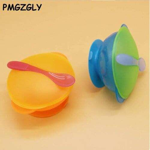 Assist Food Bowl Dish Sensing Spoon Children Tableware Covered Bowl Dinnerware Set Dishes Baby Spoon Learning Dishes Suction Cup
