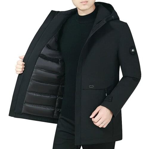 High-End and Fashionable Down Jacket Mens Long Type Thick Coat New Winter Male 90% White Duck Down Clothes