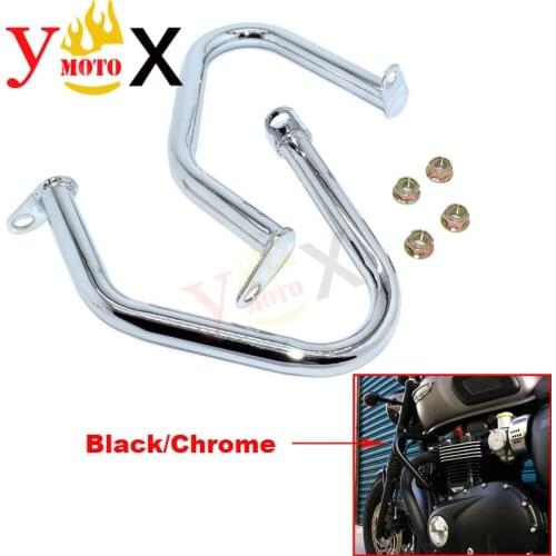 Chrome/Black Motorcycle Crash Bar Engine Guard Protection For Triumph Bonneville T100 T120 Thruxton 1200 Street Twin Bobber