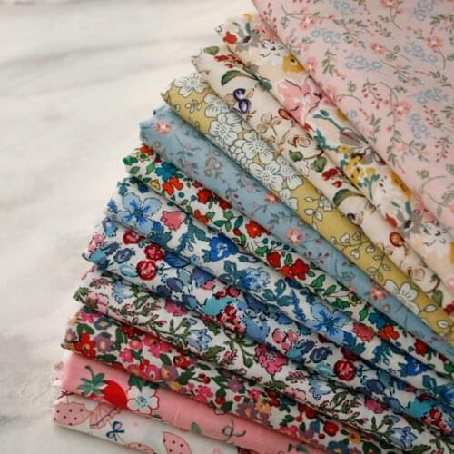 ZENGIA 50X140cm Floral Summer Poplin Cotton Sewing Fabric DIY Childrens Wear Cloth Make Baby Dress Decoration Home 160g/meter