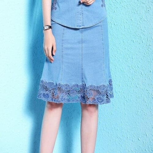 Nordic winds womens denim skirts 2021 summer new arrival womens denim skirts thin lace denim skirts summer NW18B2616