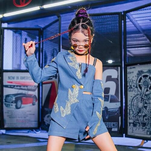 2021 Summer Girls Hip Hop Jazz Dance Costume Suit Street Dance Wear Cheerleading Catwalk Show Performance Stage Clothing YS1978