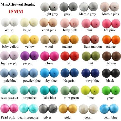 10Pcs Round Silicone Beads 15mm Baby Teething Bead Nursing DIY Jewelry Pacifier Chain Tools Baby Teether Beads BPA Free