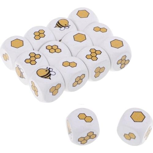 10Pcs Wood Dice 6 Sided Dice 20mm Digital Carton Cubes Round Corner Dice For Kid Educational Toys DIY Board Games