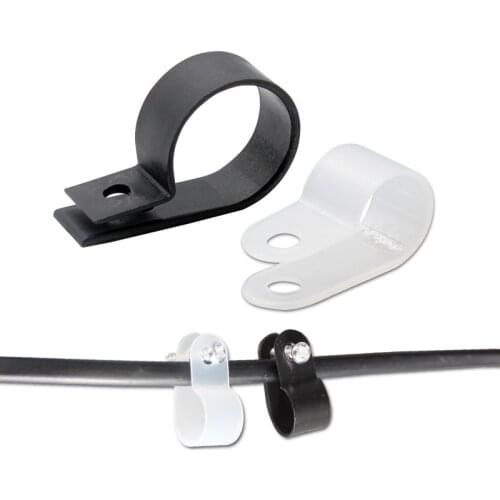 100PCS Wire clamp thickening type R type clamp wiring fixed button button clip cable card fixed line durable white