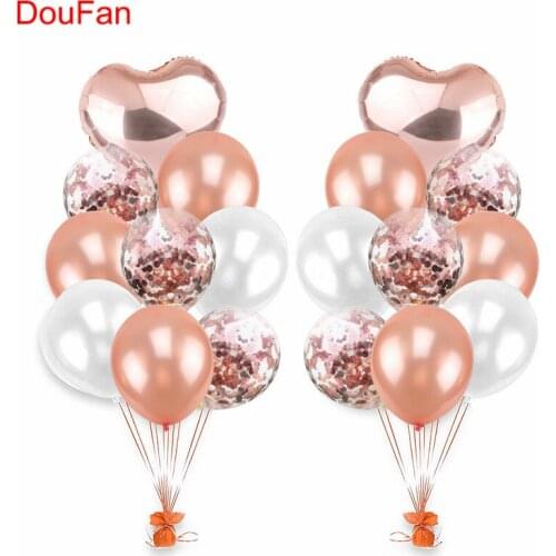 18pcs/set Rosegold Heart Foil Balloon Latex Balloons Colorful Confetti Balloon Wedding Supplies Happy Birthday Party Decoration