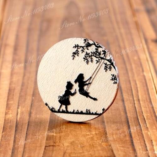 2Pcs 45mm 3D Embossed Big Round Handmade Wood Cut Pendant make Necklaces, Bracelets,Brooch-(WIB-65)