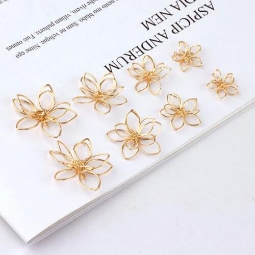 6pcs Accessories Gold Plating Hollow womens Flower Earrings Girls Pendant Earrings Handmade Drop Earrings For Women Fashion