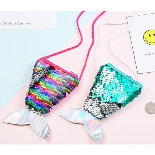 Sequins Mermaid Tail Baby Girls Shoulder Coin Bag Kids Mini Messenger Bag Cartoon Boys Small Coin Purse Children Handbags