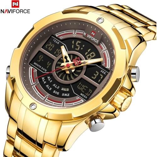 New NAVIFORCE Business Luxury Quartz Watch for men Fashion Military Sport Waterproof Dual Display Male Clock Relogio Masculino