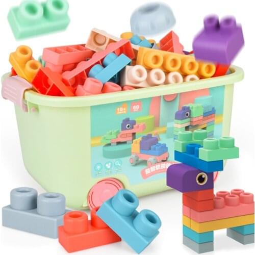 Baby Rubber Big Size Particle Bricks Toys DIY Building Blocks Big Brick Early Educational Large Soft Bricks Toy Bath For Toddler