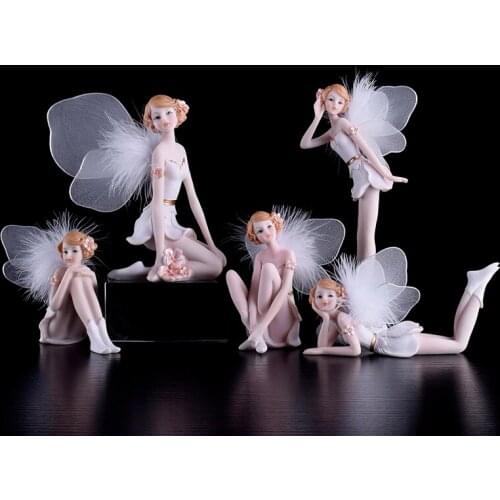 Modern Resin Angel Girl with Wings Flower Fairy Children Room Decoration Gift Cartoon Character Figurine Crafts Home Decoration