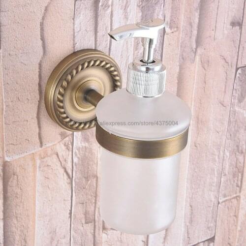 Antique Brass Classic Bathroom Hand Liquid Soap Dispenser Wall Mounted Bathroom Kitchen Countertop Soap dispensers Nba262