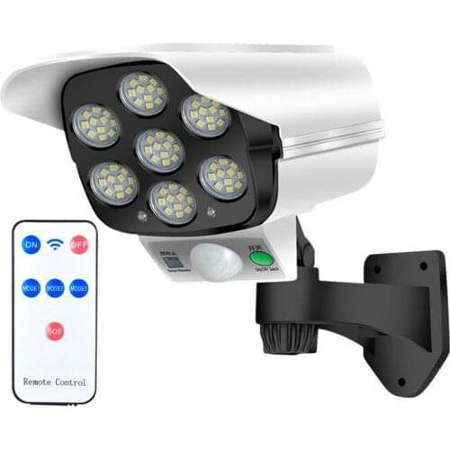 2 in 1 Solar Powered Light Fake Dummy Camera Light 77x LEDs IPX5 Waterproof Outdoor Street Spotlight Wall Lamp
