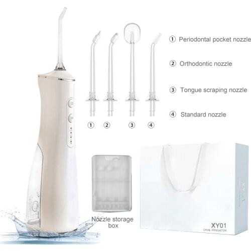 180ML 4 Nozzles Oral Irrigator USB Rechargeable Portable Water Floss Dental Water Flosser Jet Waterproof Teeth Cleaner Irrigator