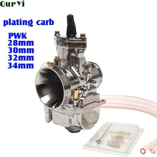 Motorcycle PWK Silver Plating Carburetor With Power Jet Carburador 28 30 32 34 MM Carb For 2T 4T Engine Scooter UTV ATV Motor