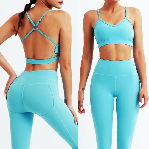 2 PCS Set Seamless Women Clothing Fitness Yoga Outfit Tracksuit Gym Bicycle Athletic Suit Sling Sports Bra Tight Leggings,LF518