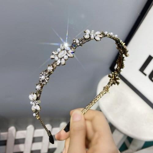 Summer Rhinestone Headband Metal Spring Hairband Golden Female Hair Hoop Adult Face Wash Thin Headband Simple Hair Accessories