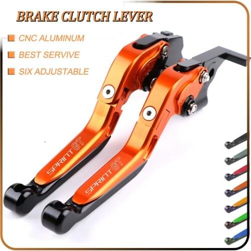 Motorcycle CNC Adjustable Foldable brake Clutch Levers for Triumph SPRINT RS 1999 2000 2001 2002 2003 with Logo(SPRINT RS)