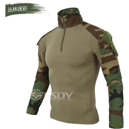 Brand Camouflage Male Military T Shirts Army Combat Tactical T Shirt Man Long Sleeve T-Shirt Hunting T Shirts, C2J