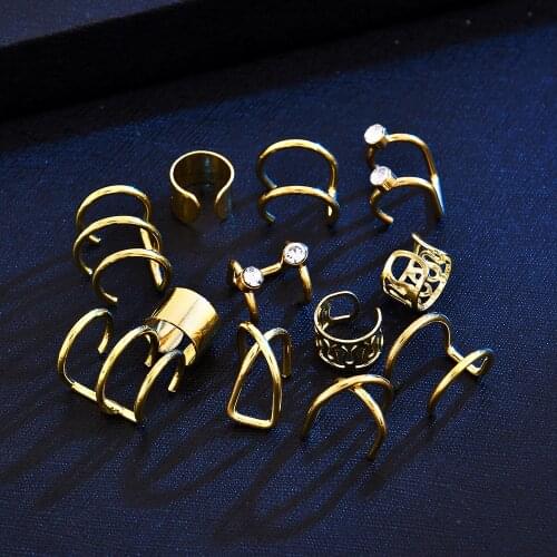 2021 New Fashion 6Pcs/Set Punk Ear Cuffs Leaf Ear Cuff Clip Earrings for Women Earcuff Set No Piercing Fake Cartilage Earrings