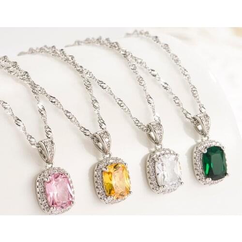 Genuine 925 Sterling Silver Necklace Real Natural Diamond and Topaz Jewelry Pendant Women Fine Silver 925 Jewelry Emerald Joyas