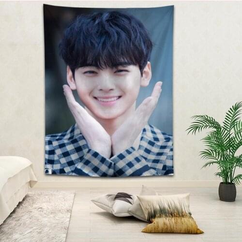 Custom Astro Cha EunWoo printed Creative tapestry living room bedroom background wall fabric hanging painting small fresh