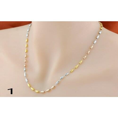 925 silver plated silver contracted coarse Mosaic gold necklace color silver transport bead necklace