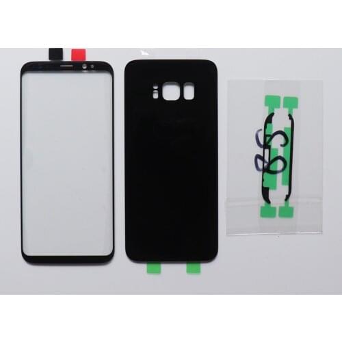 Front Touch Panel Outer Lens+Rear Battery Door Back Glass Housing Cover + Adhesive For Samsung Galaxy S8 G950 S8 + G955 S8 Plus