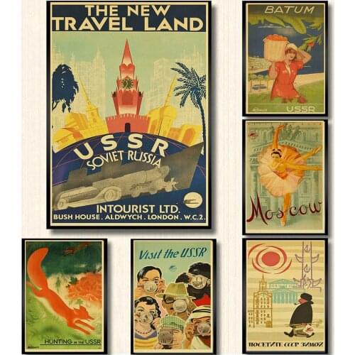 Vintage Soviet Travel Poster Retro Poster kraft paper Printed Wall Posters For Home Bar Wall sticker painting