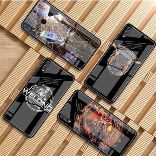Welder Welding Hot Metal Worker Solderin DIY Luxury Tempered Glass Phone Case For Huawei P20 P30 P40 Lite PRO Mate 20 30 Lite