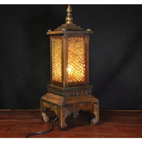 Thai solid wood bamboo hotel lighting creative retro simple wooden table lamp bedroom bedside lamp WF4161604