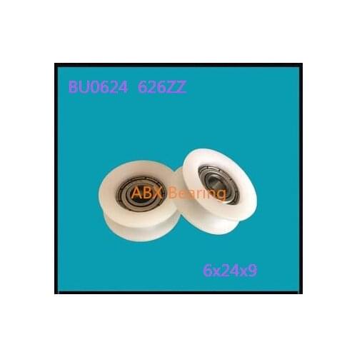 U Groove BU0624 626ZZ 626Z 626 POM Rubber Rolling Wheel U Groove Bearing 6x24x9mm Doors And Sliding Door Nylon Wheel