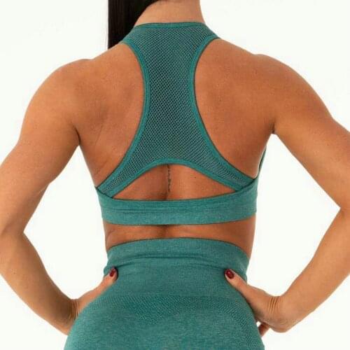 Shockproof High Impact Seamless Sports Bra Racer Back Gym Bra Padded Push Up Athletic Bra Workout Yoga Bras Fitness Gym Crop Top