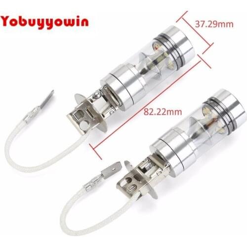 Pack of 2 H3 Fog Light bulb 6000K-7000k White High Power 100W LED Seoul Car Daytime Running Light Lamp (H1 Available)