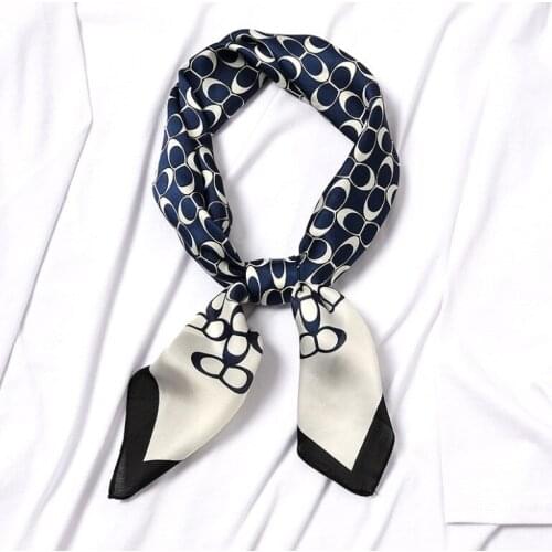 Yishine 2020 New 70*70cm Womens Circle Print Small Square Scarf Shawl Women Satin Hair Scarfs for Ladies Neckerchief