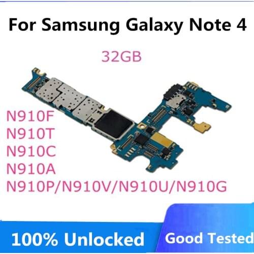 Original Motherboard For Samsung Note 4 N910F 32GB Unlocked Europe Version N910F N910T N910C N910A N910P N910V N910U N910G