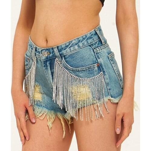 2020 Summer Denim Short Jeans Women Sexy High Waist Hole Ripped Shorts Fashion Casual Slim Plus Size Shorts lady hotpants Tassel