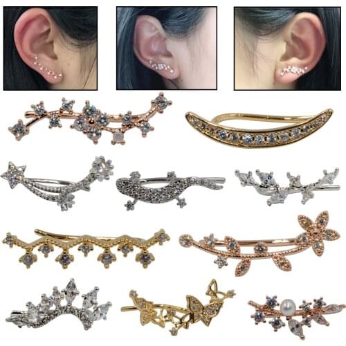 1PC Clip Earring Ear Tragus Cartilage Helix Fake Piercing Gold Leaf Ear Cuff Clip Earrings for women Climbers No Piercing