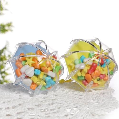 12Pcs Mini Plastic Umbrella Shaped Candy Box Wedding Party Favor Baby Shower Decoration Gift Sweet Case sugar Box Party Supplies