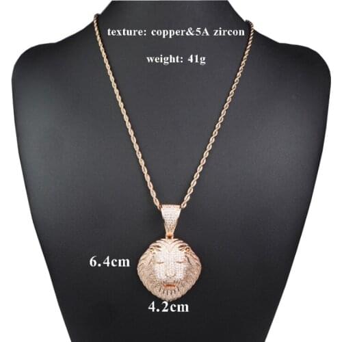 2020 new high quality European and American popular neutral lion head shape pendant street hipster hip hop pendant necklace acce