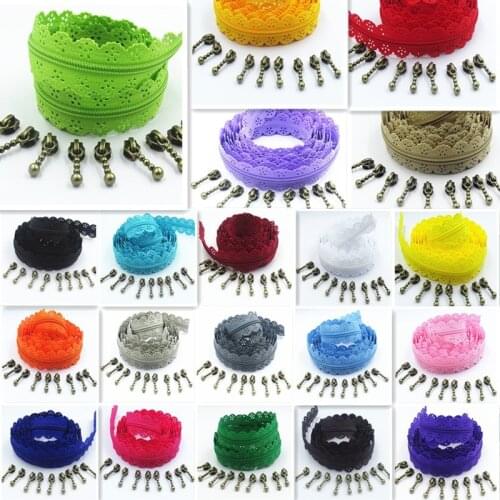 2M 4 Zipper Puller 3# 20 Color Nylon Lace Six Hole Zipper Used For Sewing And Skirt Clothing Accessories