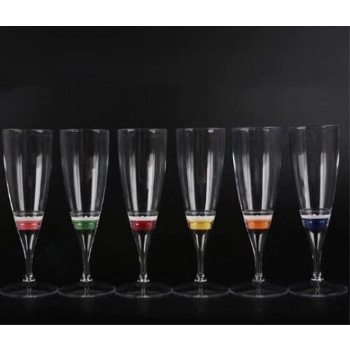 6 Set LED Light Wine Flute Light Up Liquid Activated Champagne Glasses for Wedding New YearParty Flute Multicolor