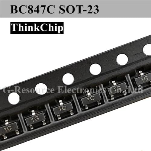 100pcs) BC847C BC847 SOT-23 NPN Silicon Bipolar Transistor (Marking 1G)