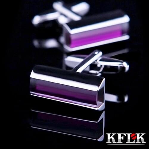 KFLK Luxury shirt cufflinks mens gift Brand cuff button Purple Crystal cuff links High Quality abotoadura Jewelry free shipping