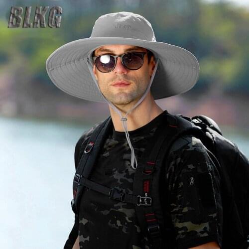 Brand New Bucket Hat Men Breathable Casual Cap Big Brim Sun Protection Hat Outdoor Hiking Famous Brand Mens Caps Patchwork Dome