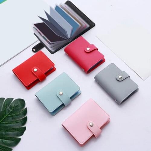 Hasp Leather 24 Slots Bits Business Card Bag Card Case Men Women ID Holders Bank Credit Card Organizer Bags Passport Card Wallet