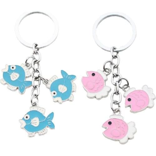 Fashion Keychain Cute Ocean Fish Pendants Men Jewelry Car Key Chain Ring Holder Souvenir For Gift